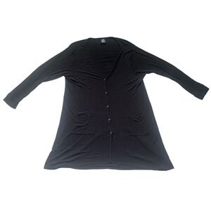 Bobeau Cardigan Women M Black‎ Excellence Ribbed Knit Button Front Pockets